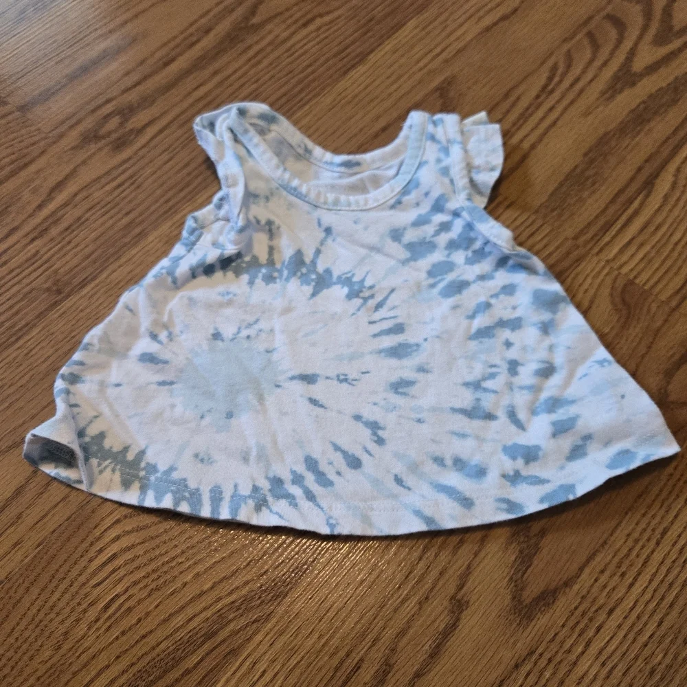 Grayson Mini Blue White Tie Dye Baby Matching Set Pastel Beach Cotton Boho 0-3M